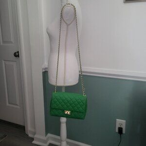 G by Giuliana Black Label Quilted Lamb Leather Crossbody, Kelly Green, NWOT